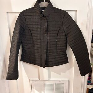 Armani Collezioni herringbone quilted puffer Brown Black Quilted Jacket